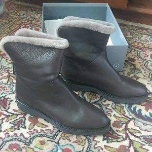 Aquatalia Kimberly Tumb Caf/Shearling Boots NEW